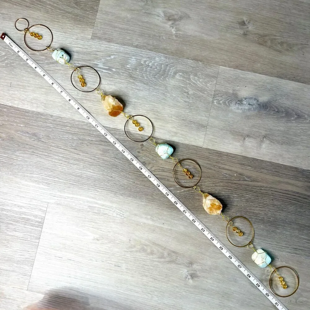 Caribbean Calcite Citrine Wall Hanging | Raw Citrine Crystal | Citrine Beads